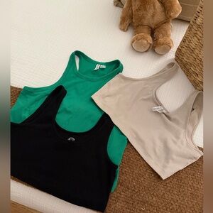 H&M Stylish Black, Green, and Beige Tank Tops